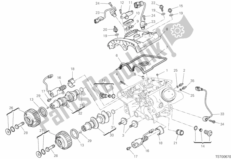 Toutes les pièces pour le Culasse Verticale - Calage du Ducati Diavel 1260 USA 2020